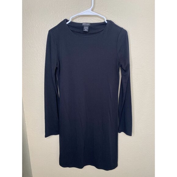 Ny & Co Womens Black Long-Sleeve Rayon Blend Dress Size S pullover midi‎ Pencil - Picture 2 of 7